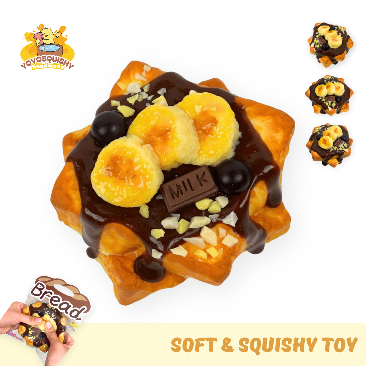 YOYOSQUISHY Chocolate Banana Toast Soft Muddy Texture Taba Squishy