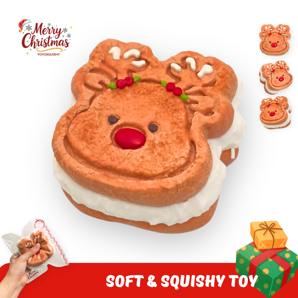 YOYOSQUISHY Christmas Reindeer Cookies Soft Muddy Texture Taba Squishy Toy