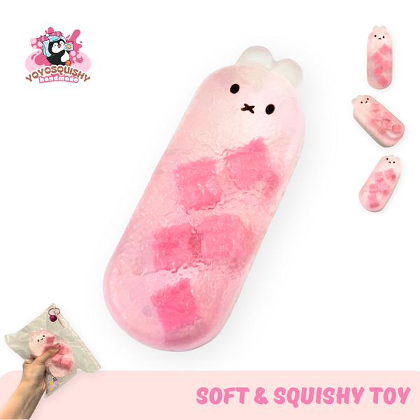 YOYOSQUISHY Pink Buff Bunny Jelly & Creamy Texture Taba Squishy Toy