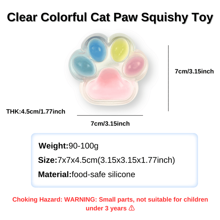 Clear Colorful Cat Paw Squishy Toy