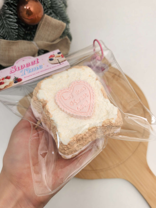 Chocolate Heart Double Layer Toast Taba Squishy Toy
