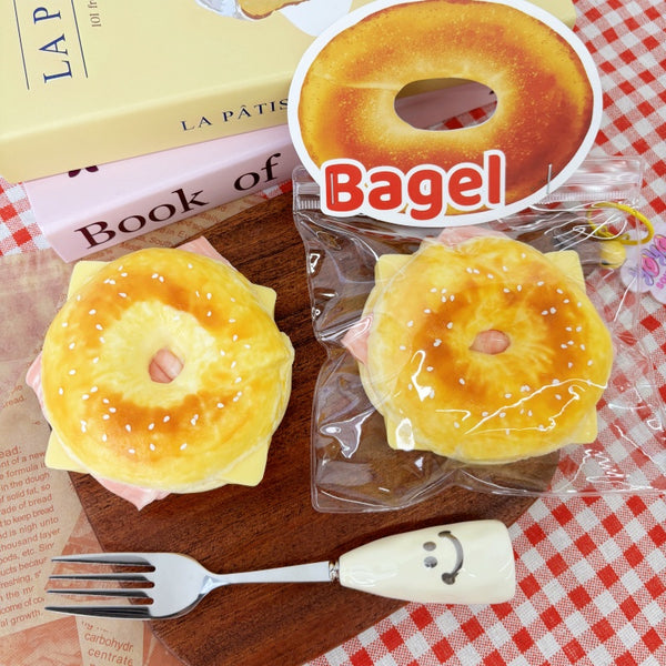 Cheese Bacon Bagel Taba Squishy Toy