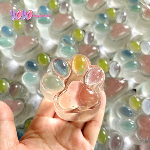 Clear Colorful Cat Paw Squishy Toy