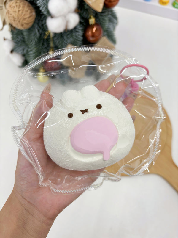 Strawberry Bunny Custard Bun Taba Squishy Toy (Water Texture)