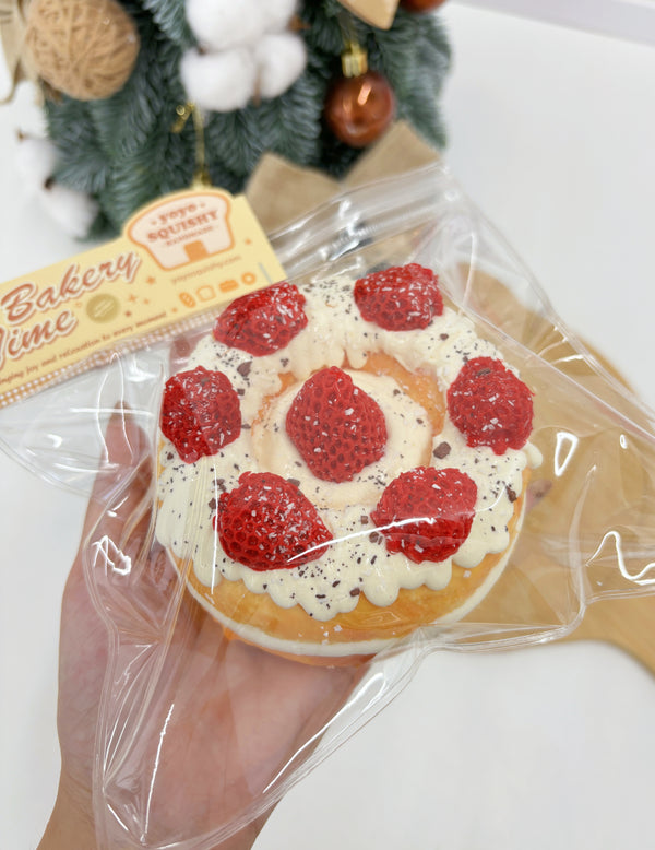 Strawberry Cream Bagel taba squishy toy