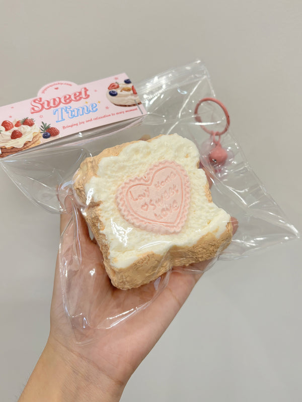 Chocolate Heart Double Layer Toast Taba Squishy Toy