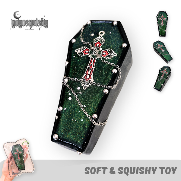 YOYOSQUISHY Glittery Green Coffin Soft Muddy Texture Taba Squishy Toy