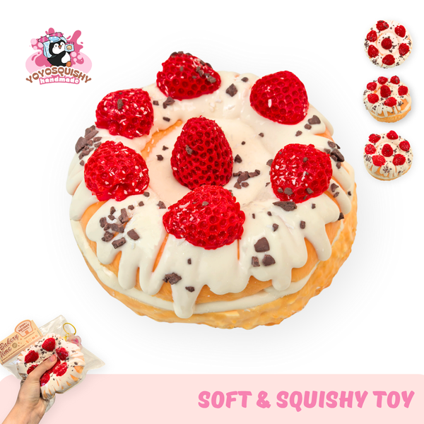 YOYOSQUISHY Strawberry Cream Bagel Soft Muddy Texture taba squishy toy