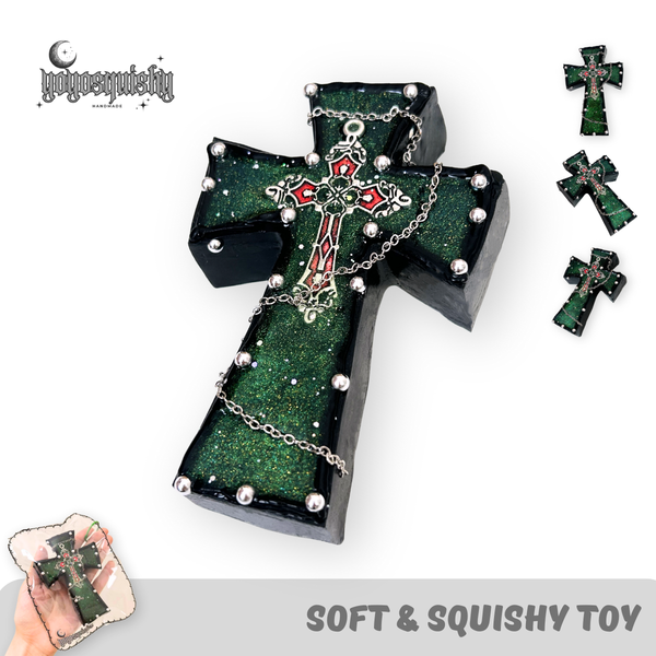 YOYOSQUISHY Glittery Green Cross Soft Muddy Texture Taba Squishy Toy
