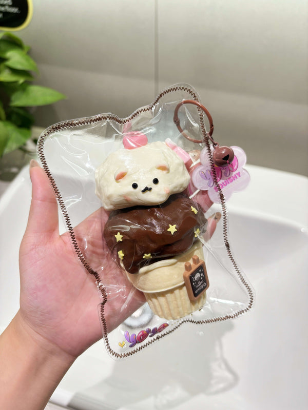 Double-Scoop Chocolate Ice Cream Taba Squishy Toy