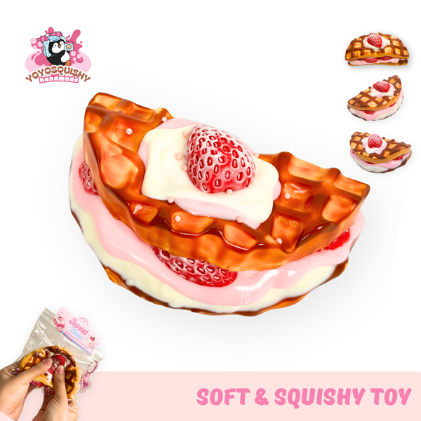 YOYOSQUISHY Strawberry Waffle Cake Soft Muddy Texture Taba Squishy Toy