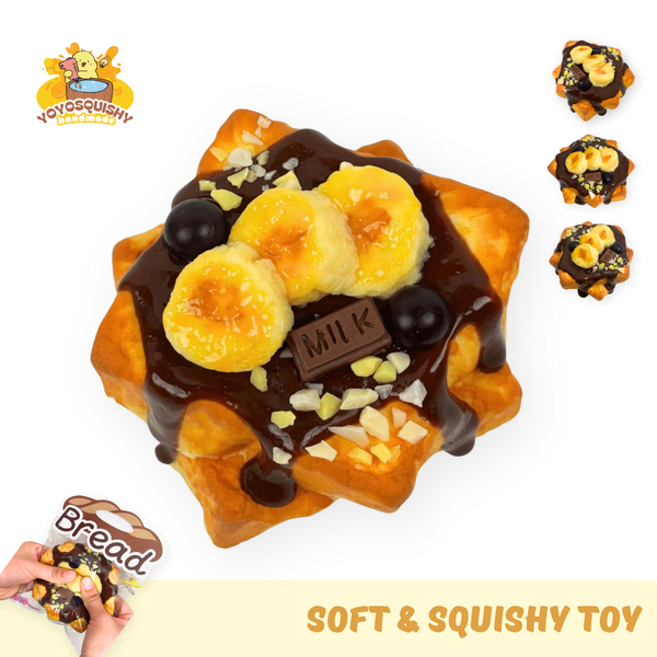 YOYOSQUISHY Chocolate Banana Toast Soft Muddy Texture Taba Squishy Toy