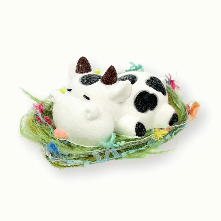 Flocked Cow Taba Squishy Toy