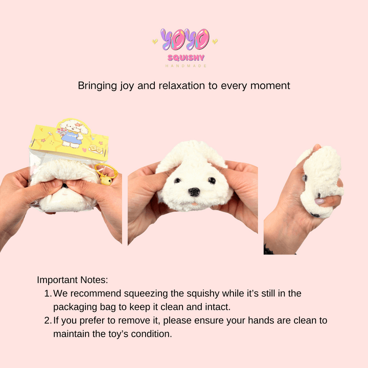Flocked Dog Head Squishy Toy