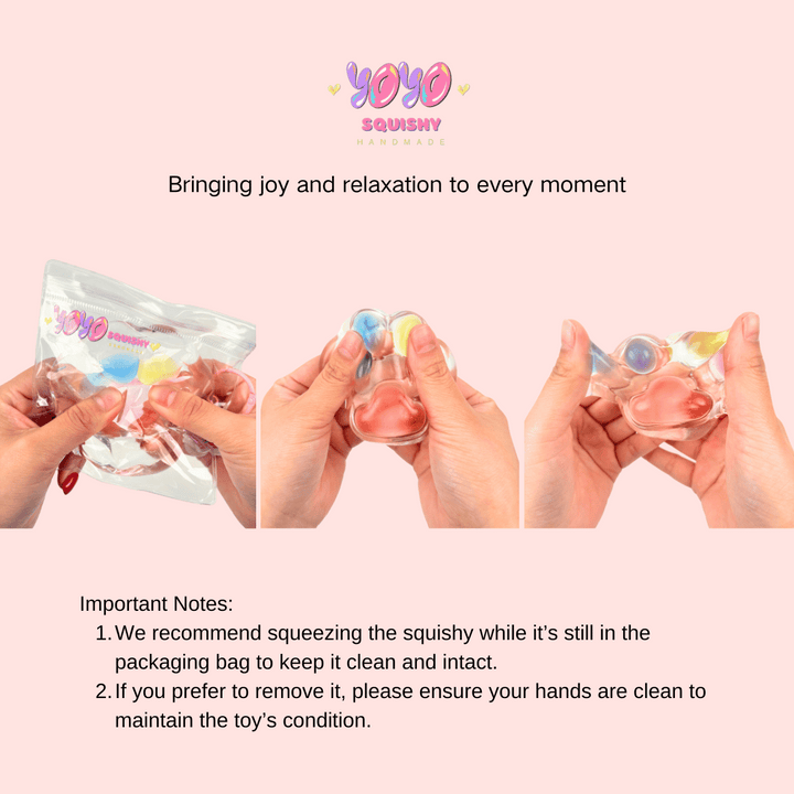 Clear Colorful Cat Paw Squishy Toy