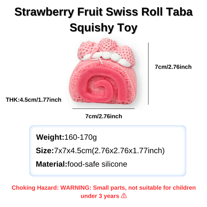 Strawberry Fruit Swiss Roll Taba Squishy Toy