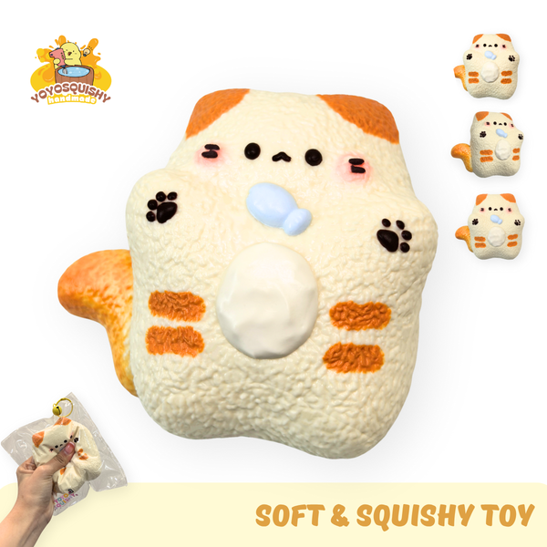 YOYOSQUISHY Fish-Hugging Kitty Soft Muddy Texture Taba Squishy Toy