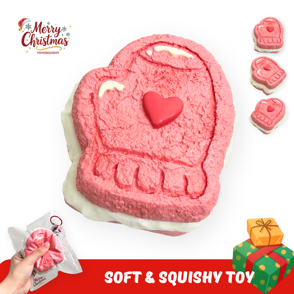 YOYOSQUISHY Christmas Pink Glove Cookies Soft Muddy Texture Taba Squishy Toy