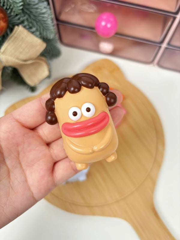 Brown Curly Hair Girl Taba Squishy Toy
