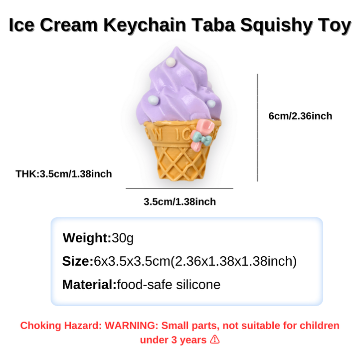 Ice Cream Keychain Taba Squishy Toy