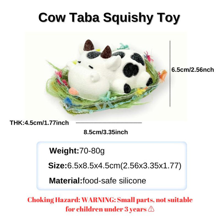 Flocked Cow Taba Squishy Toy