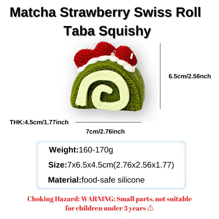 Matcha Strawberry Swiss Roll Taba Squishy