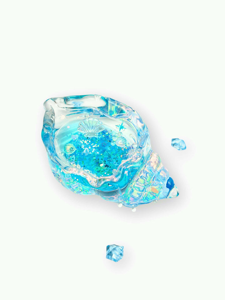 BLUE Yoyosquishy-Clear Glitter Gel Seashell Squishy Toy